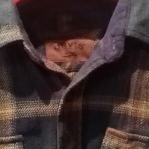 Shacket from Orvis, heavy flannel in navy/rust/tan plaid w/pockets size M, NWOT